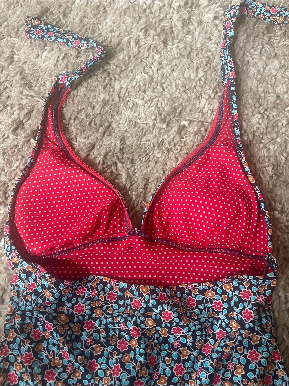 Jessica Simpson Floral One Piece Bathing Suit M Retro Flair - Picture 4 of 5